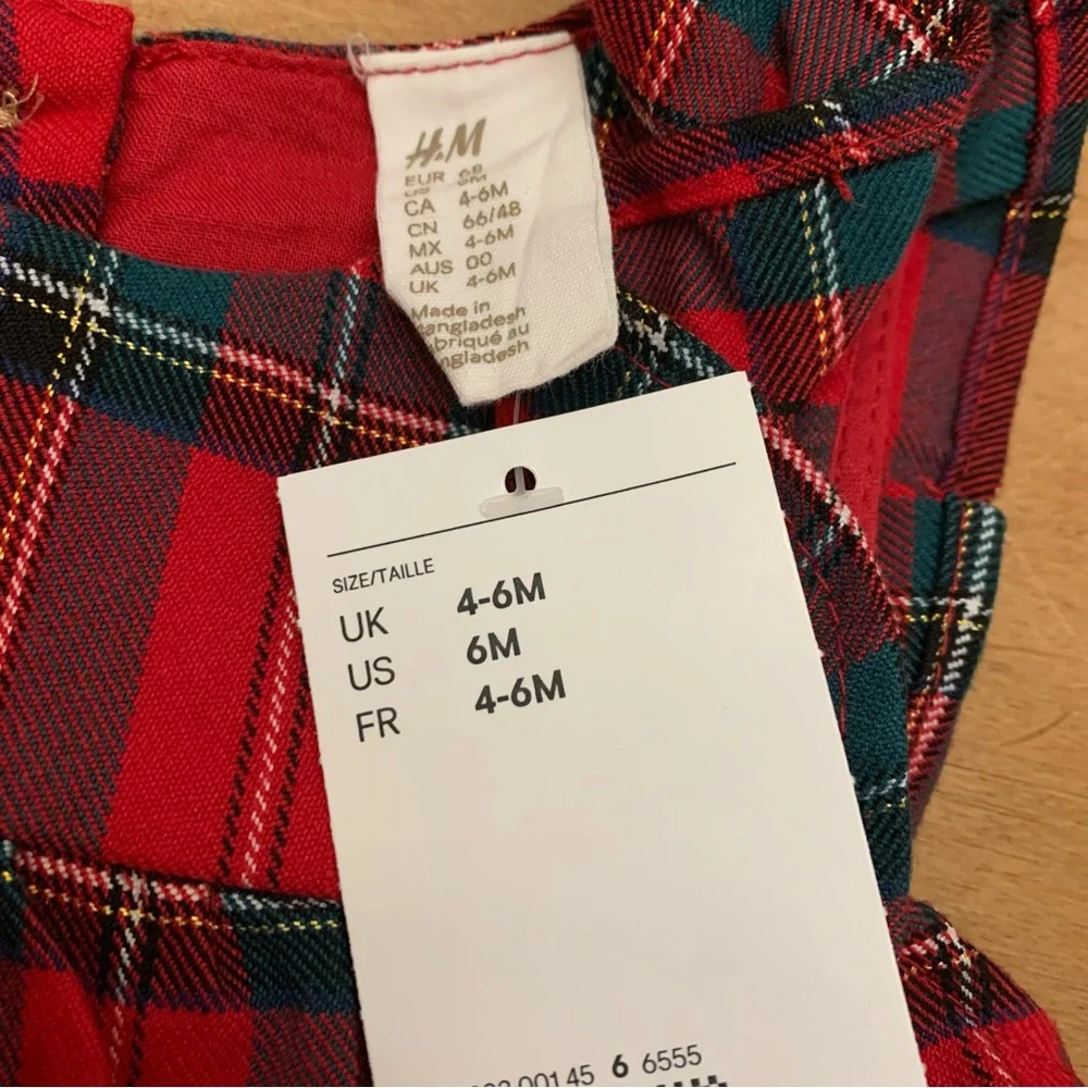 Baby Girl’s Plaid Red and Green Dress Size 6 months